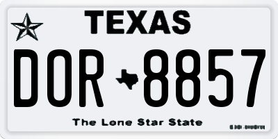 TX license plate DOR8857