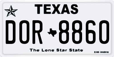 TX license plate DOR8860