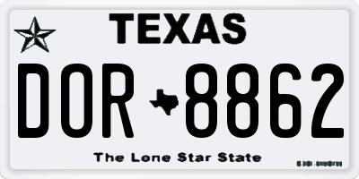 TX license plate DOR8862