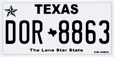 TX license plate DOR8863