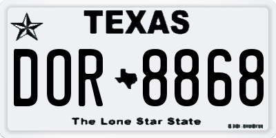 TX license plate DOR8868