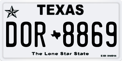 TX license plate DOR8869