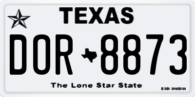 TX license plate DOR8873