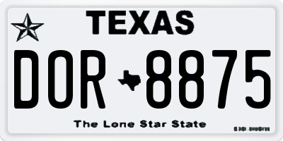 TX license plate DOR8875