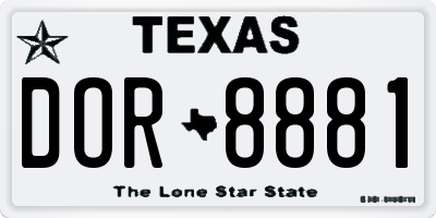 TX license plate DOR8881