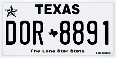 TX license plate DOR8891