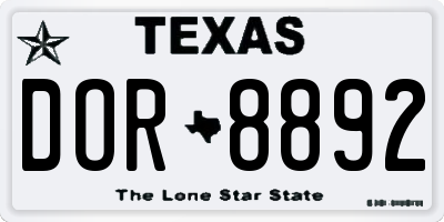 TX license plate DOR8892