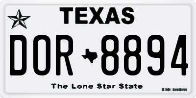 TX license plate DOR8894