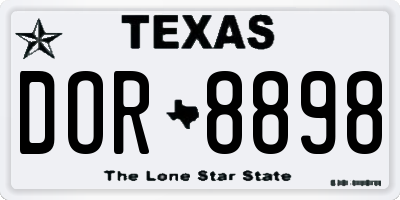 TX license plate DOR8898