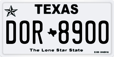 TX license plate DOR8900