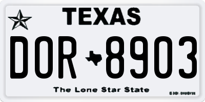 TX license plate DOR8903