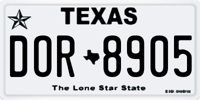 TX license plate DOR8905