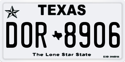 TX license plate DOR8906