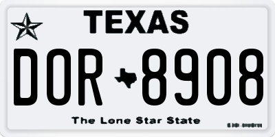 TX license plate DOR8908
