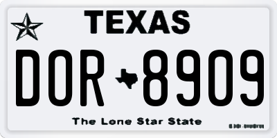 TX license plate DOR8909