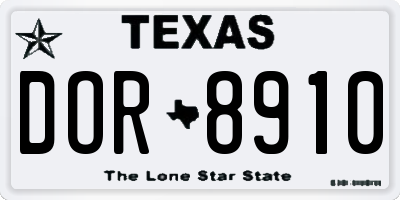 TX license plate DOR8910