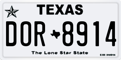 TX license plate DOR8914