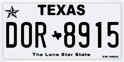 TX license plate DOR8915
