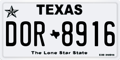 TX license plate DOR8916