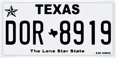 TX license plate DOR8919