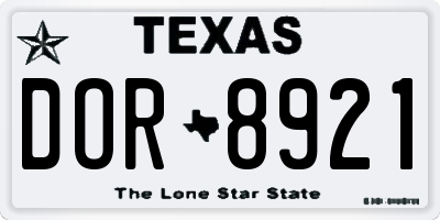 TX license plate DOR8921