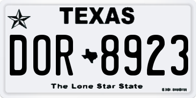TX license plate DOR8923