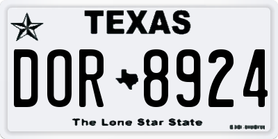 TX license plate DOR8924