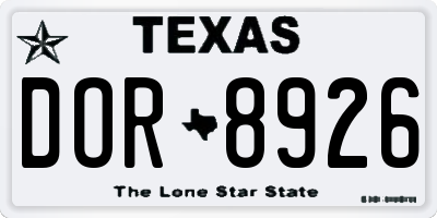 TX license plate DOR8926