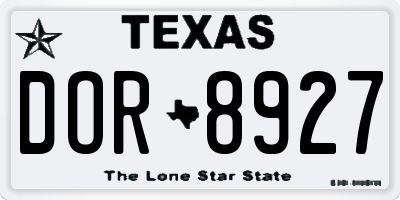 TX license plate DOR8927