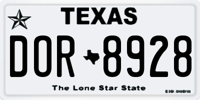 TX license plate DOR8928