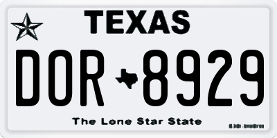 TX license plate DOR8929