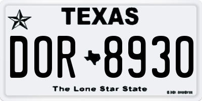 TX license plate DOR8930