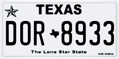 TX license plate DOR8933