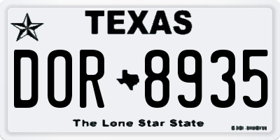 TX license plate DOR8935