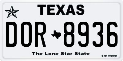 TX license plate DOR8936
