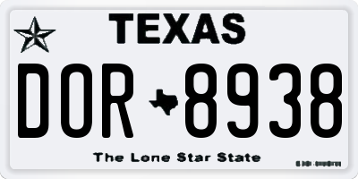 TX license plate DOR8938