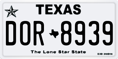TX license plate DOR8939
