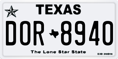 TX license plate DOR8940