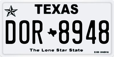 TX license plate DOR8948