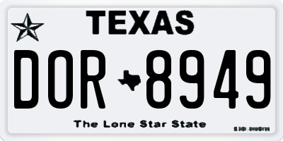 TX license plate DOR8949