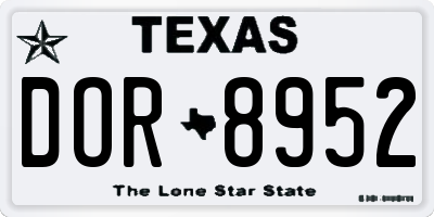 TX license plate DOR8952