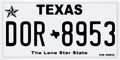 TX license plate DOR8953