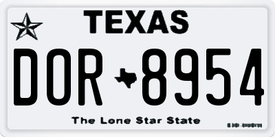 TX license plate DOR8954