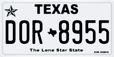 TX license plate DOR8955