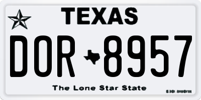 TX license plate DOR8957