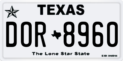 TX license plate DOR8960