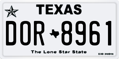 TX license plate DOR8961