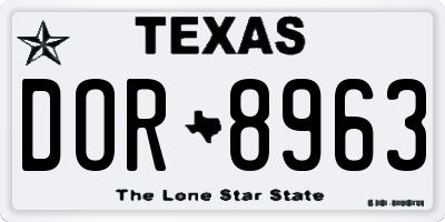TX license plate DOR8963