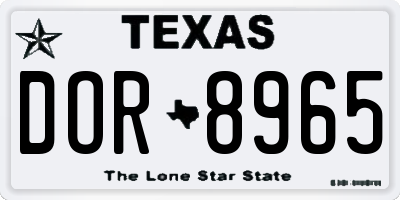 TX license plate DOR8965