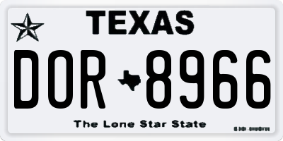 TX license plate DOR8966
